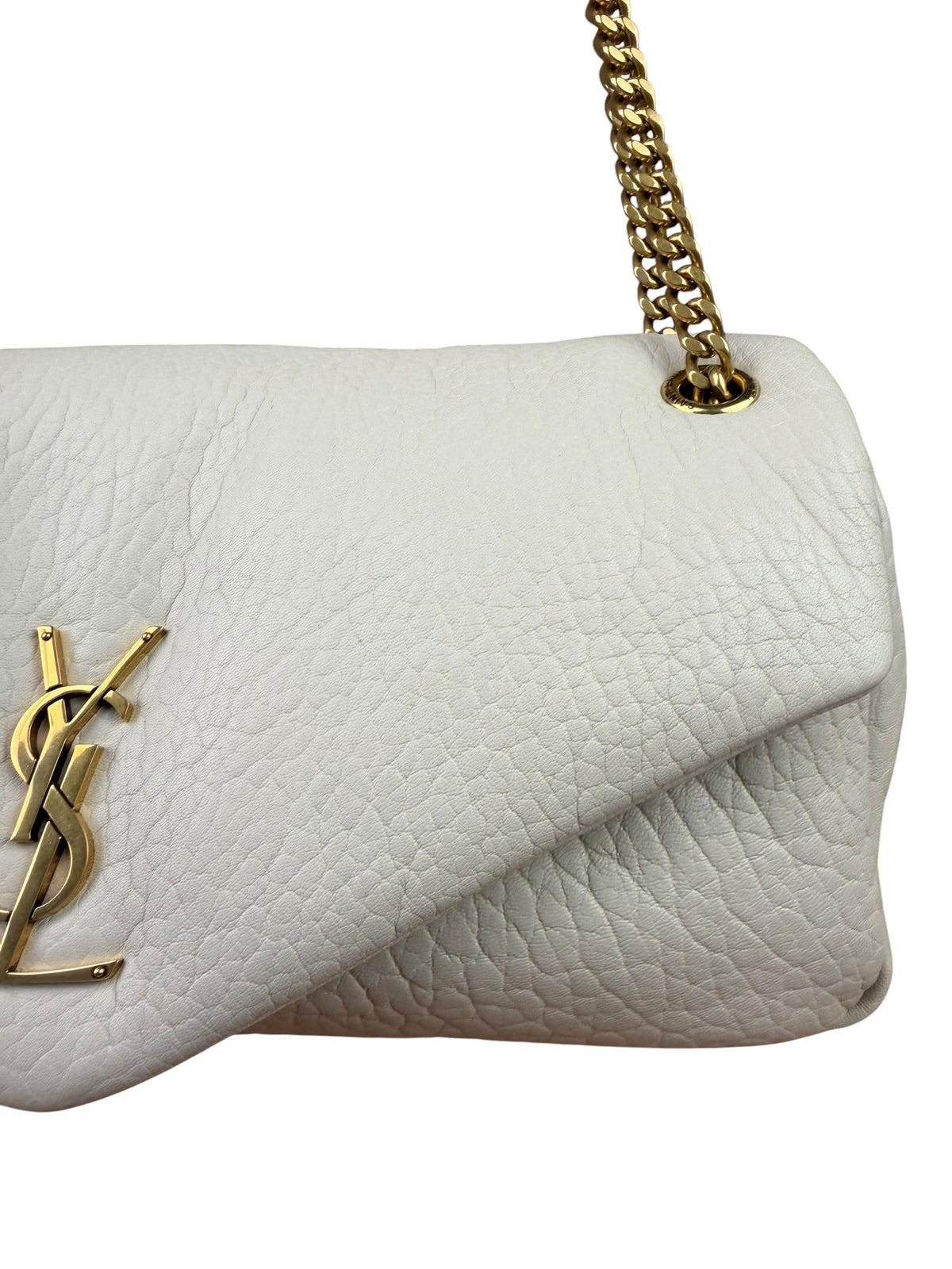 YSL Calypso Ivory Leather Soft Flap Bag