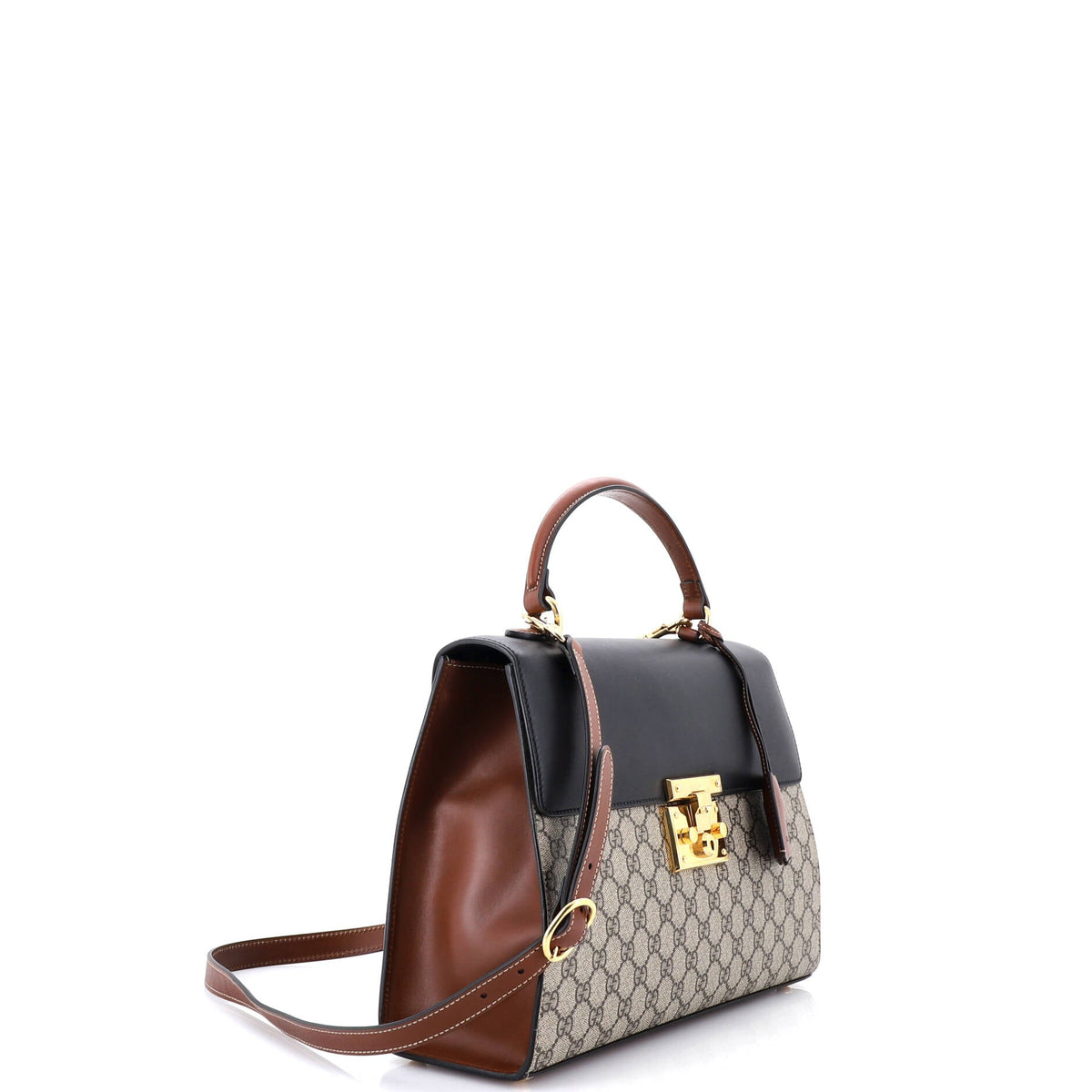 Padlock Top Handle Bag GG Coated Canvas and Leather Medium