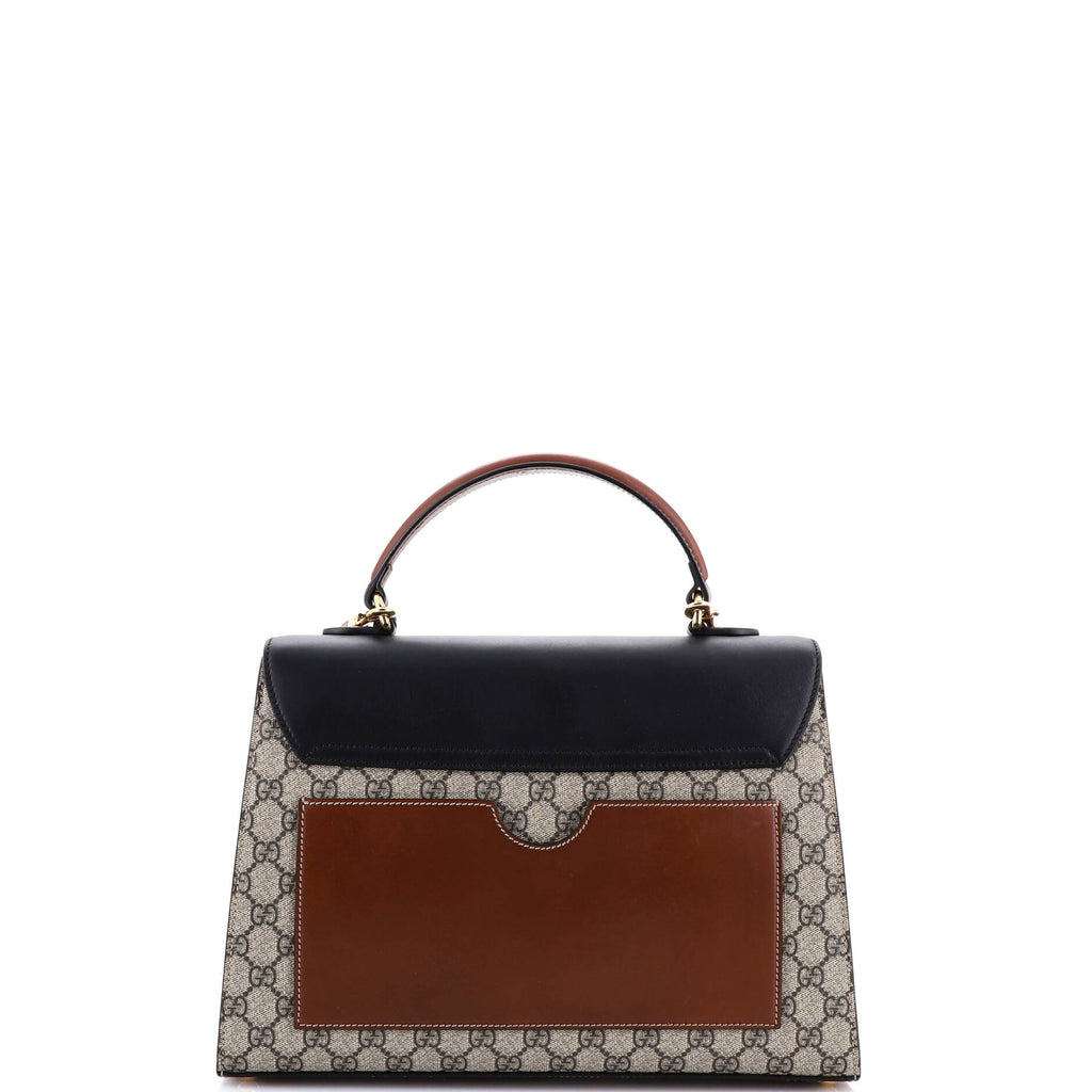 Padlock Top Handle Bag GG Coated Canvas and Leather Medium