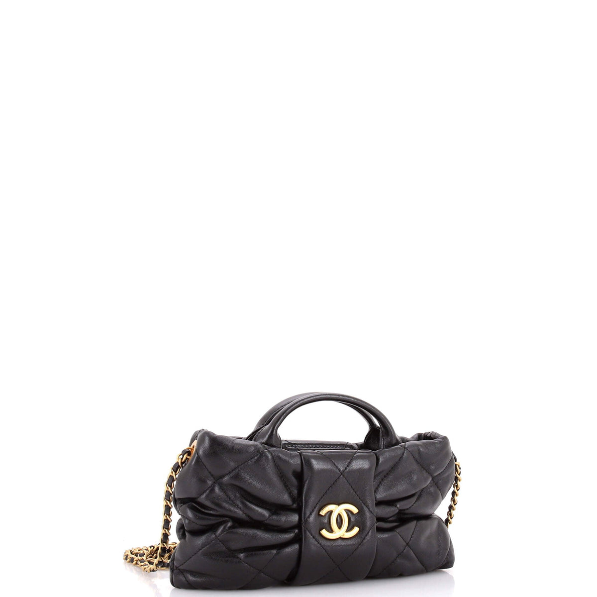CC Bow Chain Shoulder Bag Quilted Leather Mini