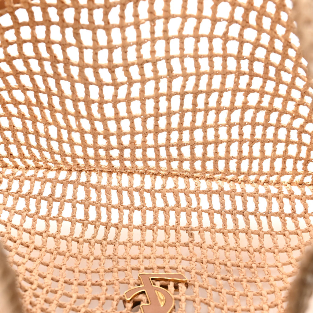 Raffia Calfskin Oxalis Shoulder Bag Naturale Vintage Brown