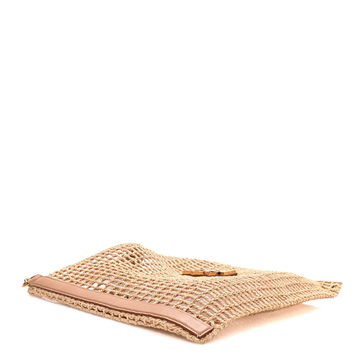Raffia Calfskin Oxalis Shoulder Bag Naturale Vintage Brown