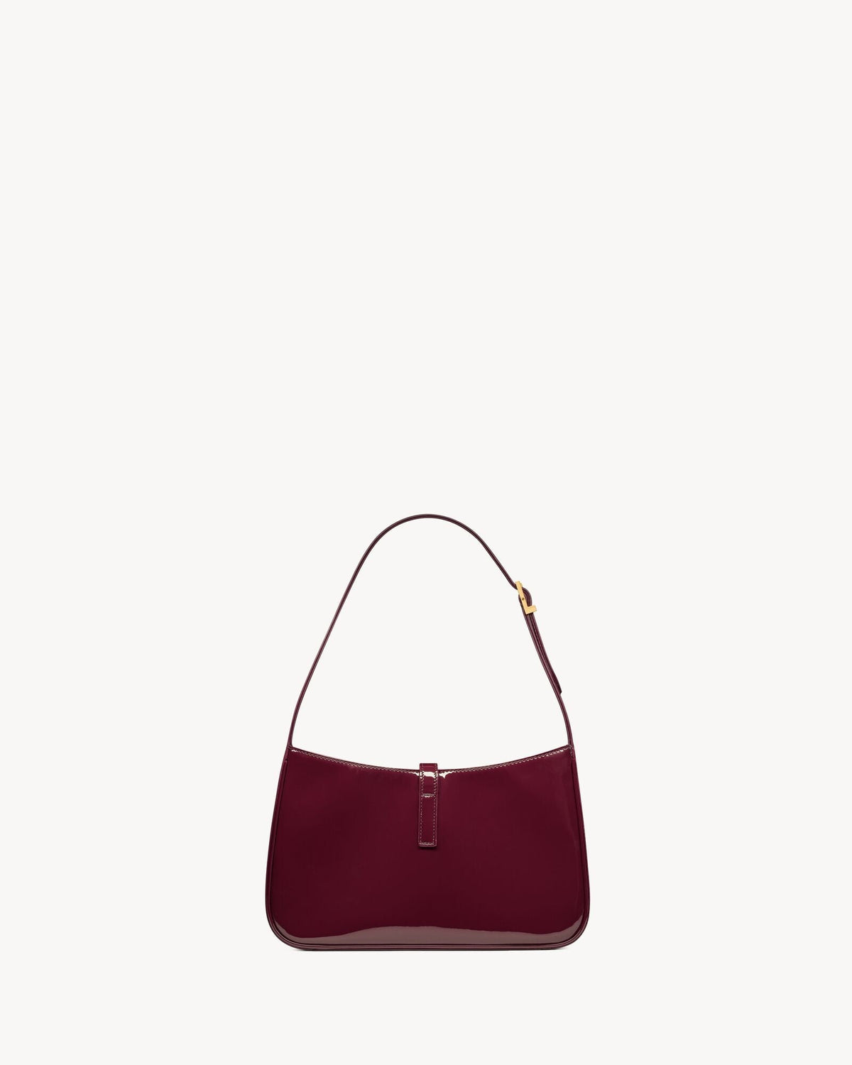 Saint Laurent Le 5 à 7 Patent Leather Hobo – Burgundy Elegance