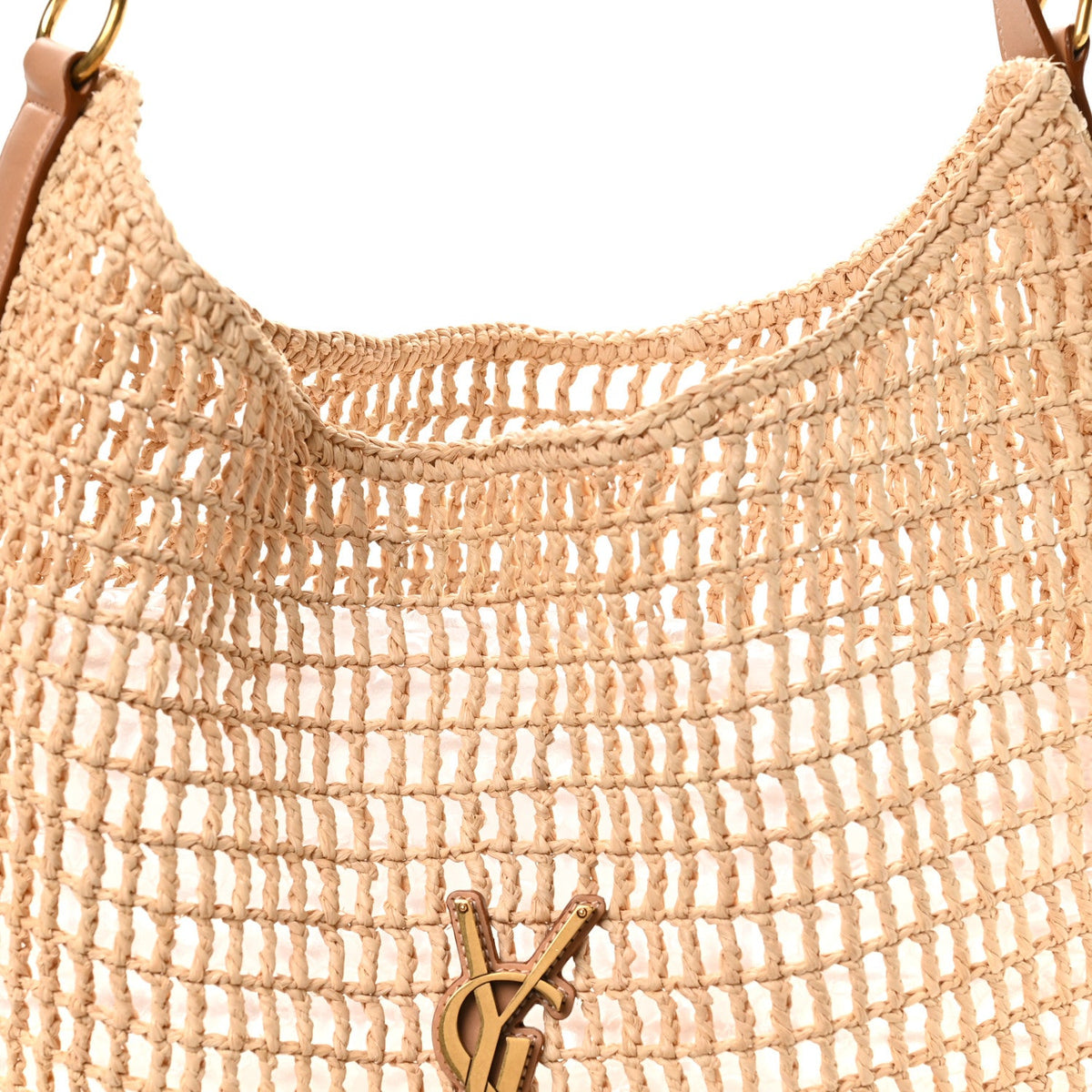 Raffia Calfskin Oxalis Shoulder Bag Naturale Vintage Brown