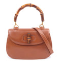 GUCCI Bamboo 2Way Leather Handbag Brown 000.2046.0633