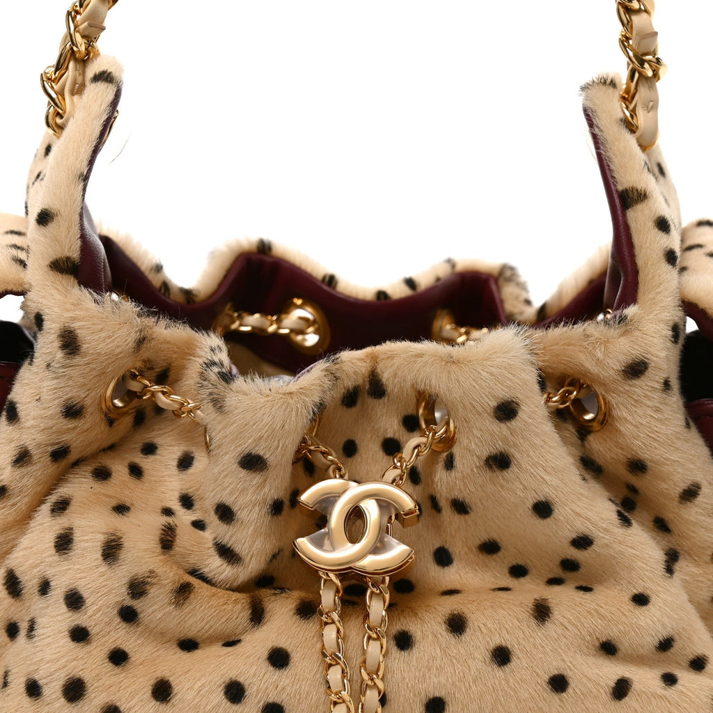 Pony Hair Mini Chanel 25 Handbag Beige Black