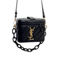 YSL Rectangular Quilted Cosmetic Bag - Gold Logo