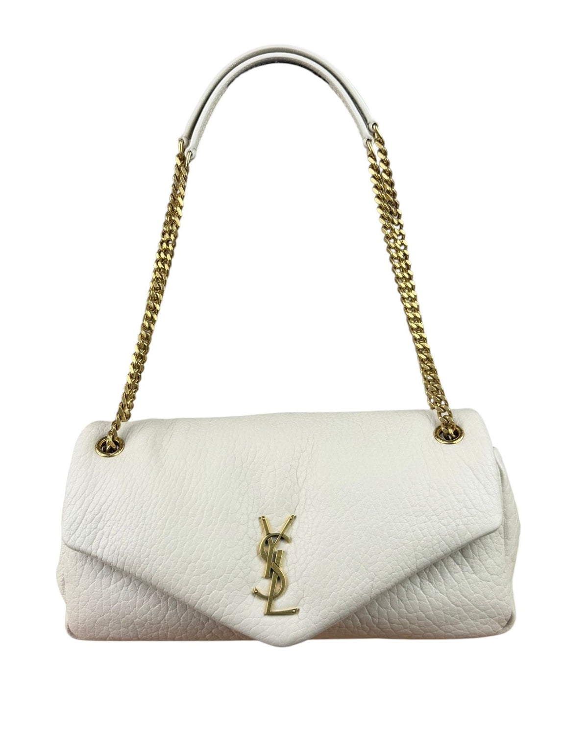 YSL Calypso Ivory Leather Soft Flap Bag