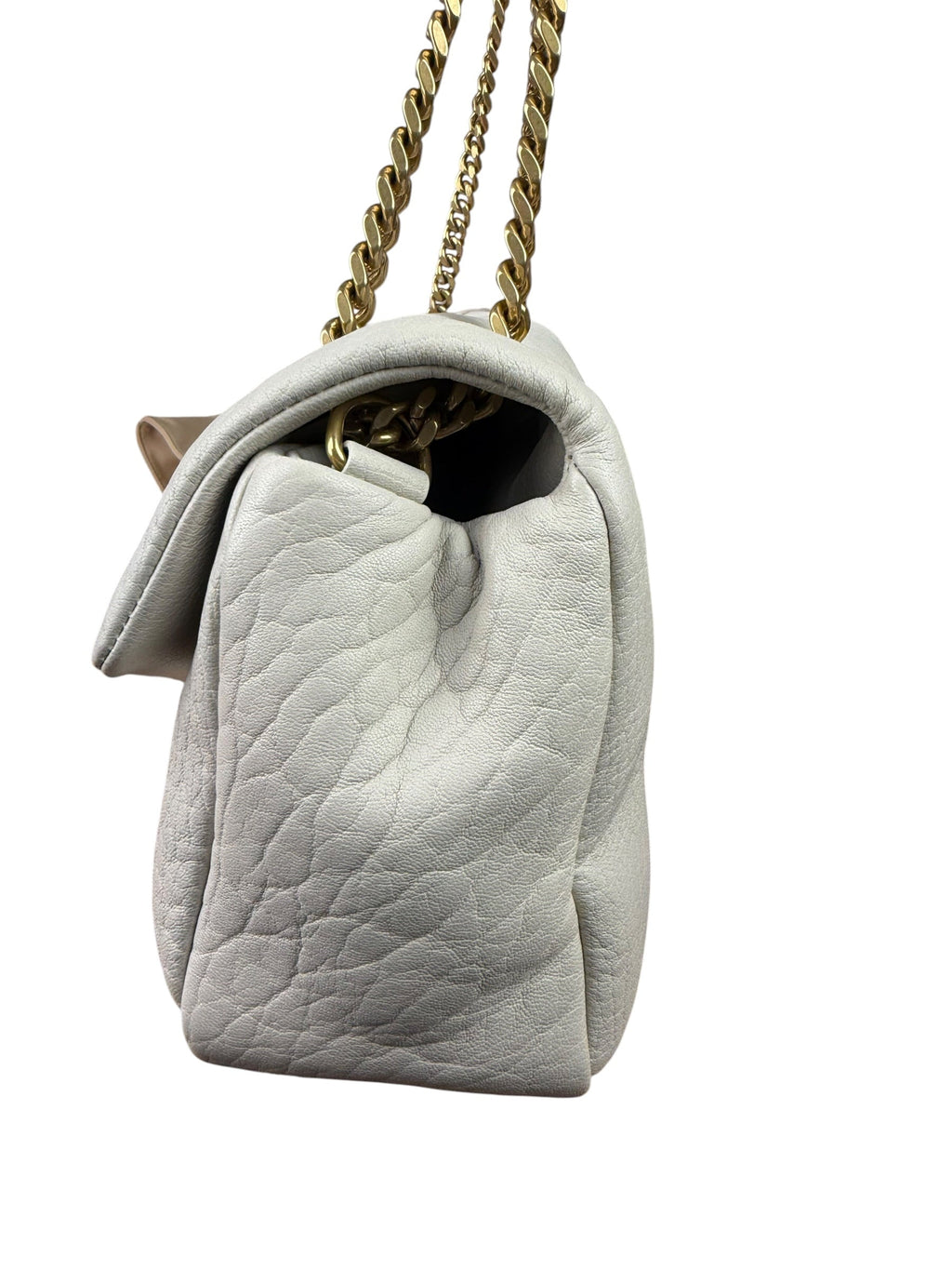 YSL Calypso Ivory Leather Soft Flap Bag