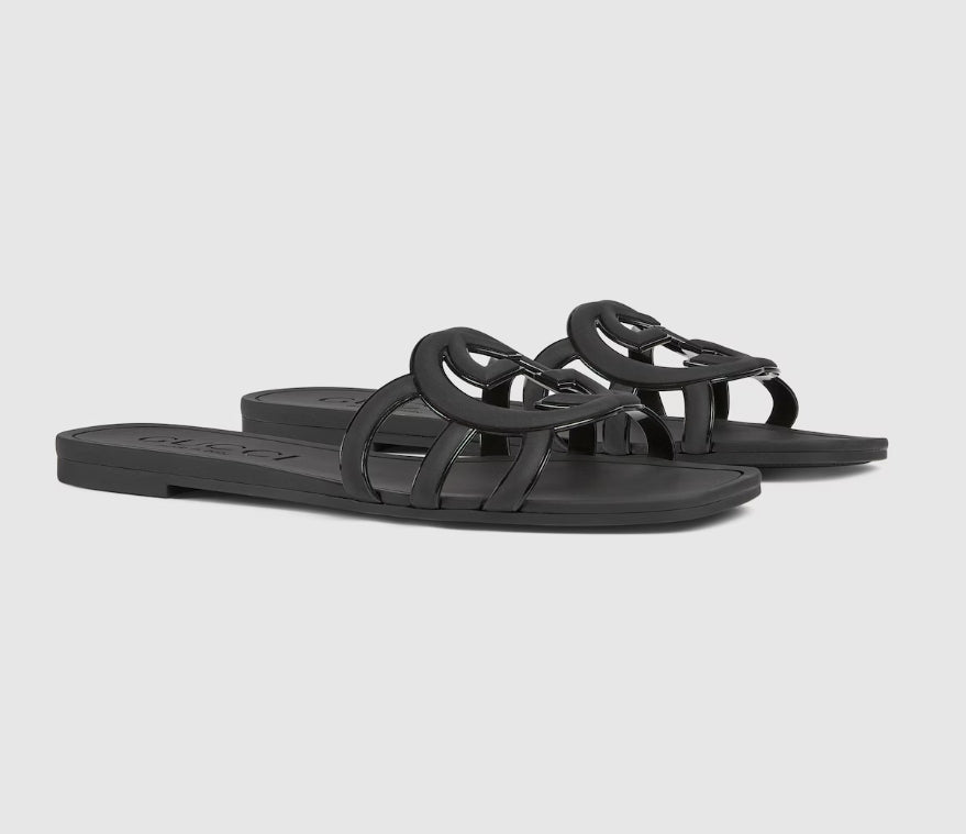 Minimal Luxe Double G Logo Slides – Chic Everyday Flat Sandals
